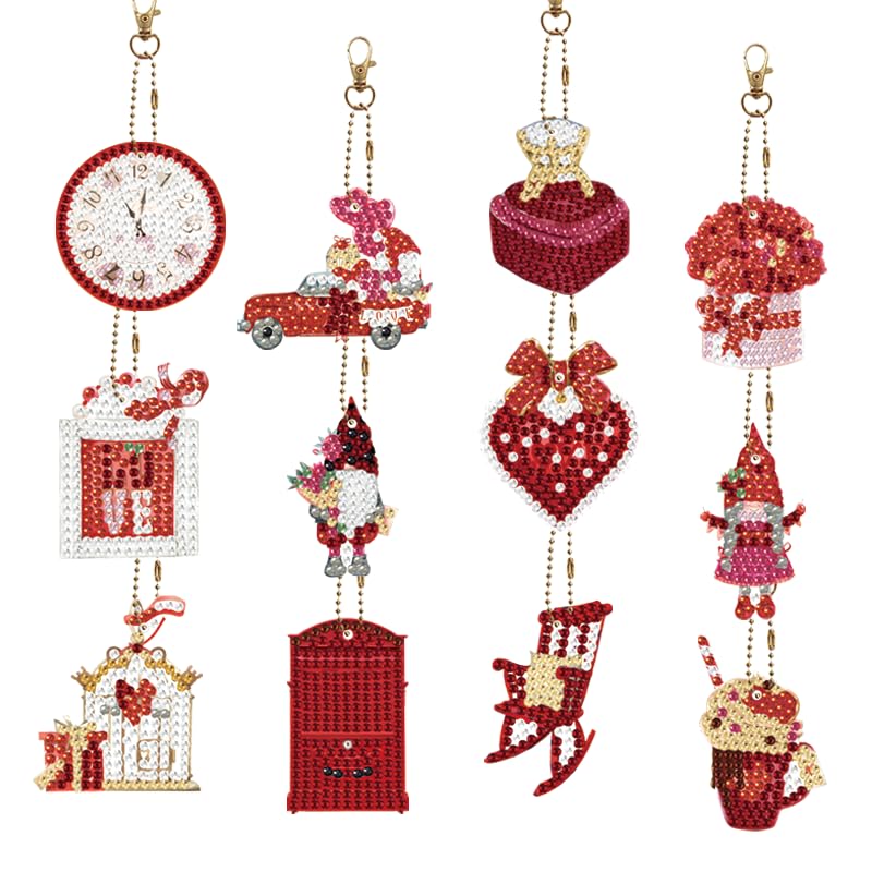 Vmonke 12 Pcs Valentine's Day Diamond Painting Keychain Kits with Tools, Valentines Day Gifts for Her
