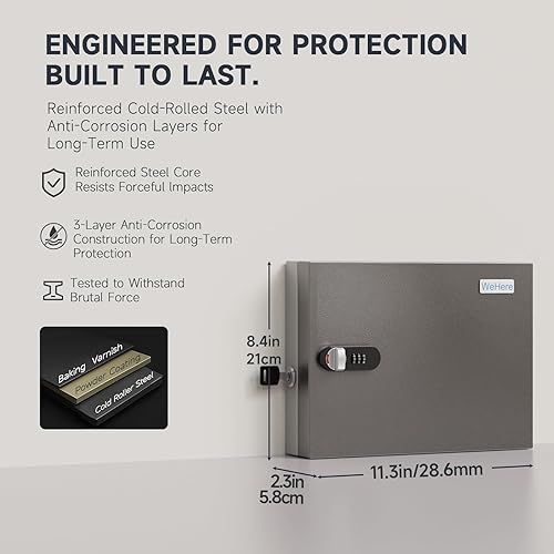 Miniatura 2 de WeHere Caja de cerradura de llave, armario de llaves de montaje en pared con 16 etiquetas de llave y cerradura de combinación - Mini ERP - Ideal