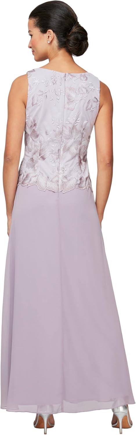 Long Embroidered Jacket Dress with Scallop Edge Detail & A-Line Skirt NAVY / 18 - Image 4