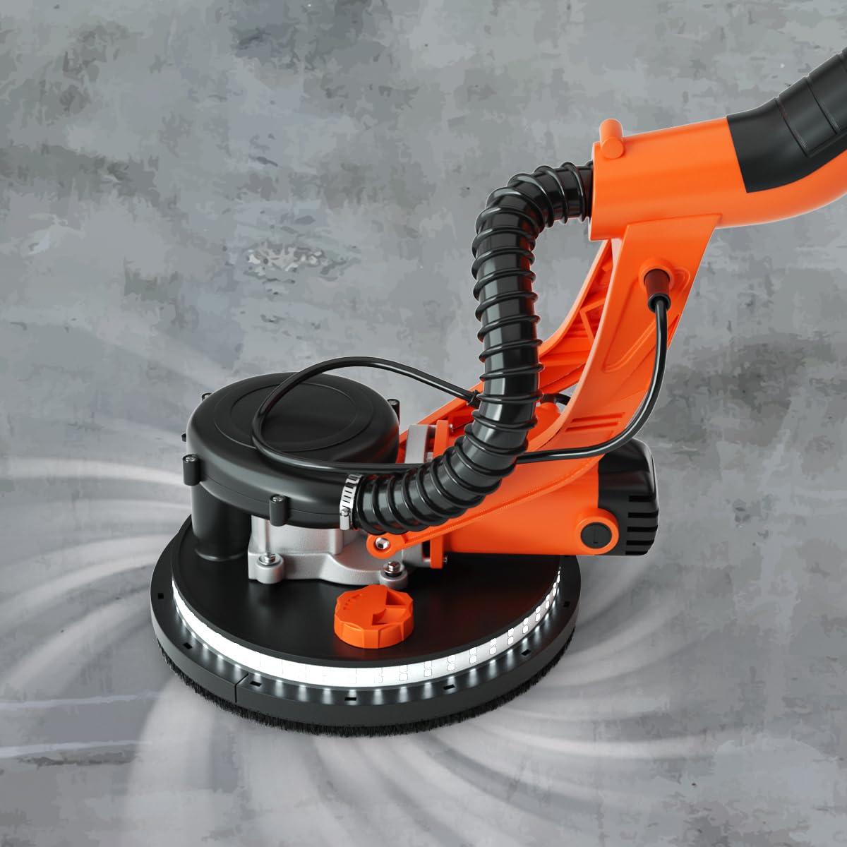 SOARS - Lijadora de jirafa 750 W, Ø250 mm, 6 velocidades, 800-1750 rpm, mango telescópico, luz LED, bolsa para polvo, 12 hojas abrasivas, jirafa lijadora para pared y techo