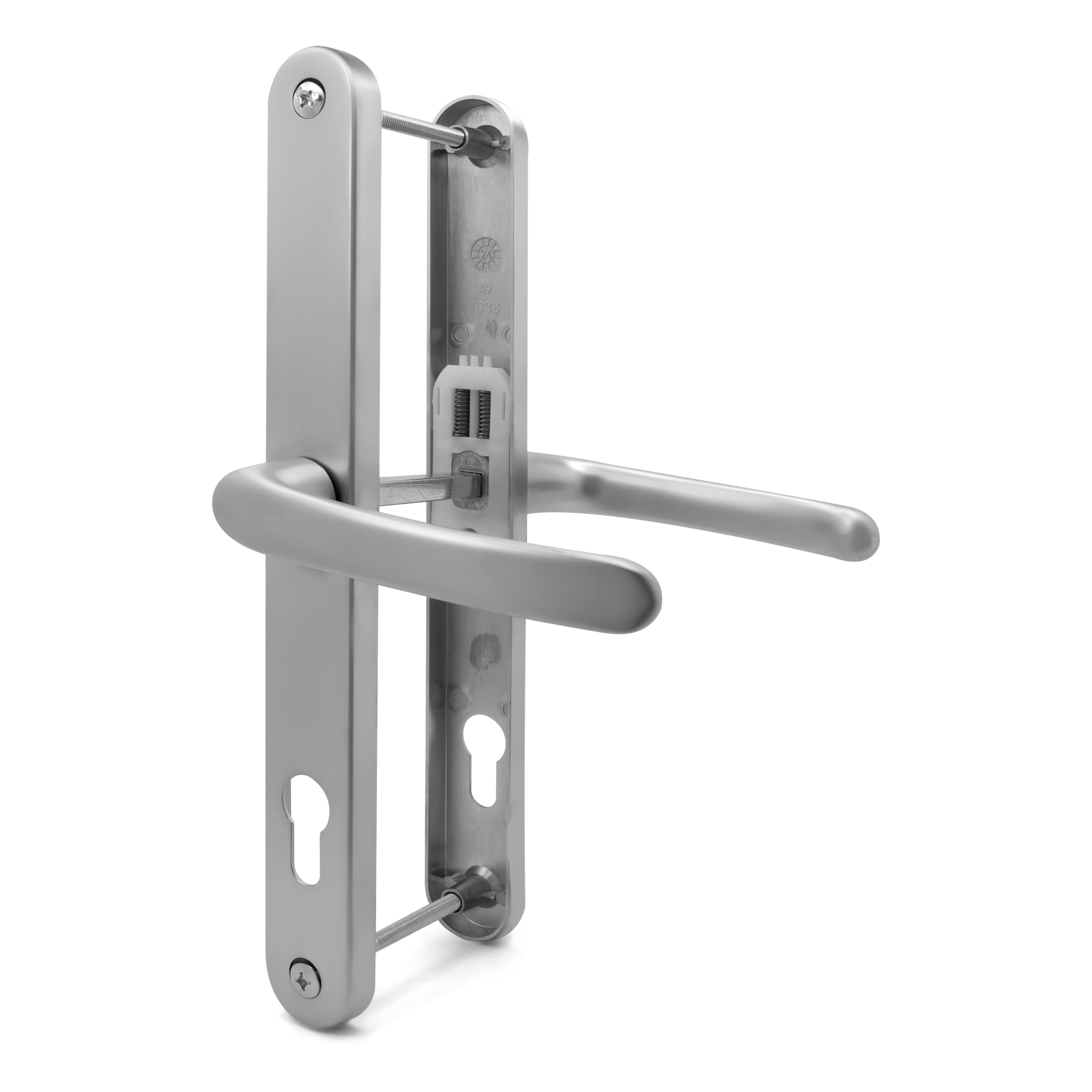 TSS Universal UPVC Door Handles -Lever/Lever, 92mm PZ (Centres), 264mm Screw to Screw, Backplate 297mm X 34mm