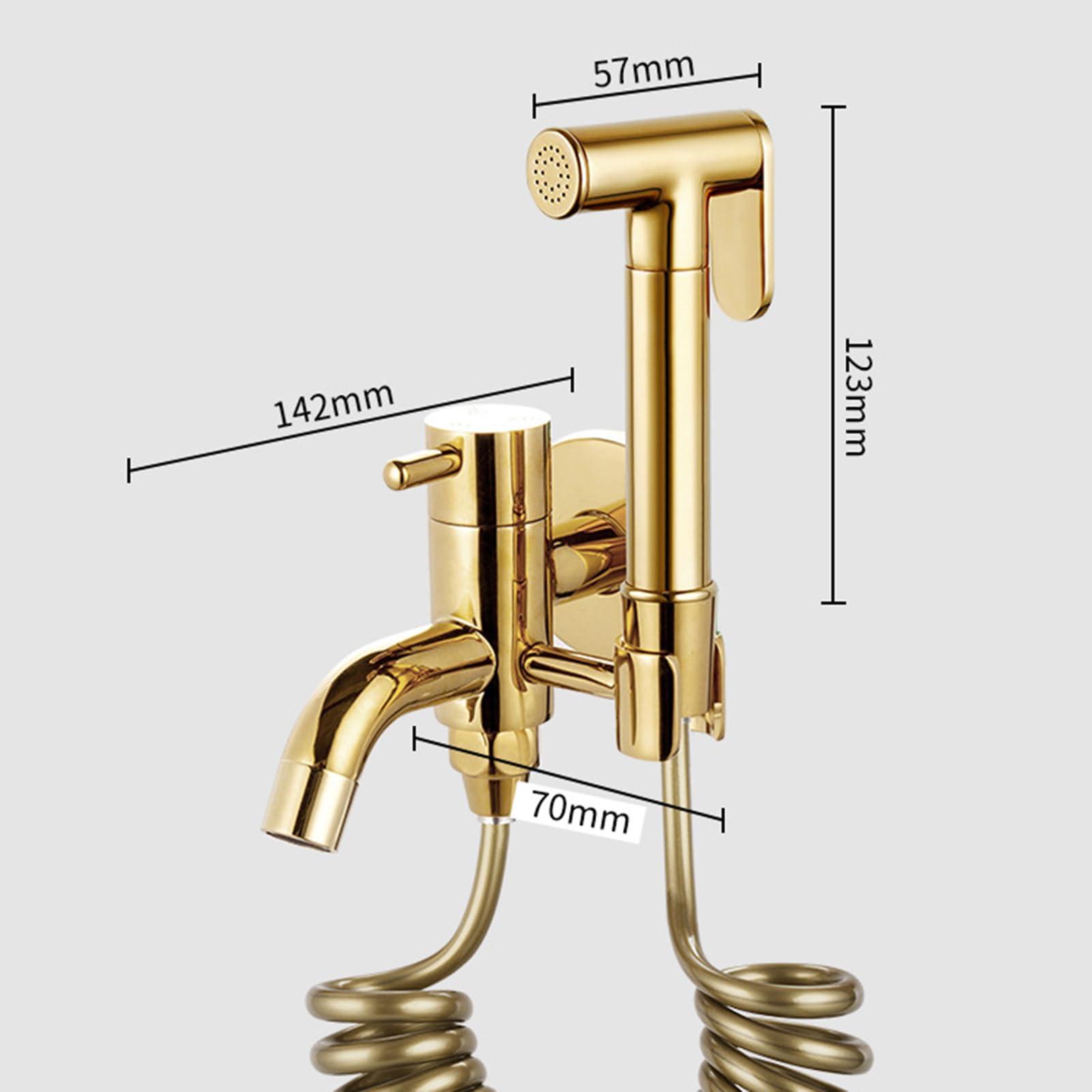 Bidet słuchawka prysznicowa, montaż ścienny, zestaw z wężem 2,3 m, montaż ścienny, armatura natryskowa, mosiężna, na balkon, WC, tytanowa