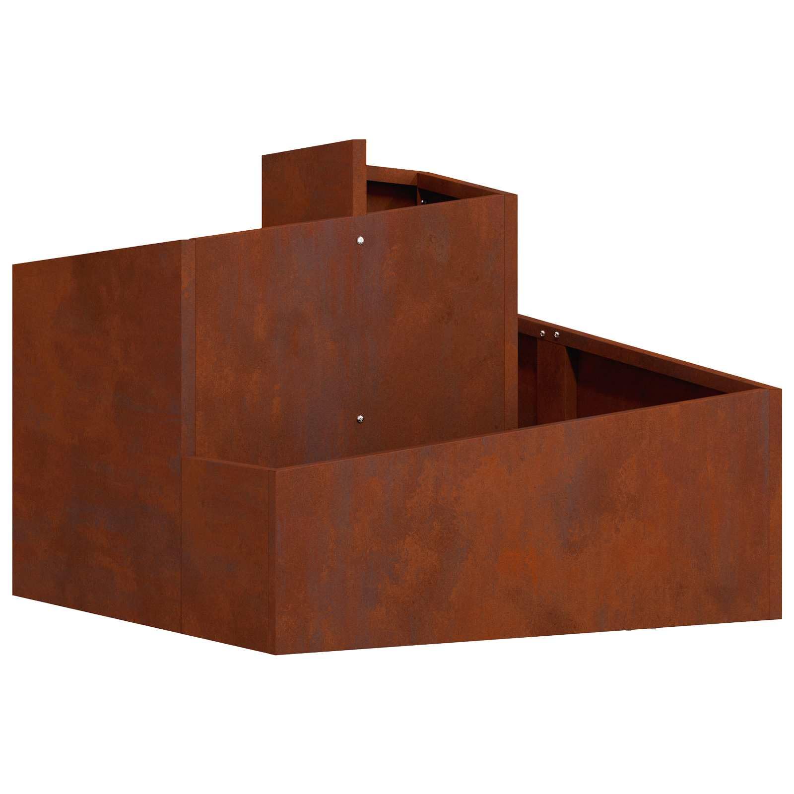Garten-Pflanzgefäß Braun 60 x 60 x 50 cm - Quadratischer Pflanzkübel aus Wetterfeststahl für Garten Terrasse und Balkon - Moderner Blumentopf aus Metall für Außenbereich