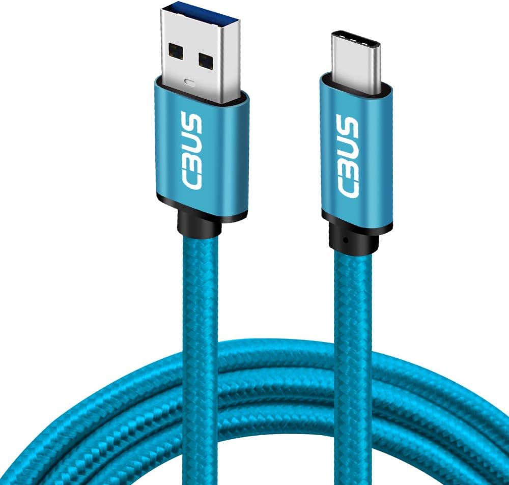 CBUS - Cable Trenzado USB-C Carga Rápida para Xiaomi Mi 11, Mi 10 Lite, Mi 10T, Mi 10T Pro, Xiaomi Poco F2Pro, X3 NFC, Redmi 8 Lite, 9, Redmi Note 8, 8 Pro, 8T, 9, 9 Pro, 9S (1m, Azul)