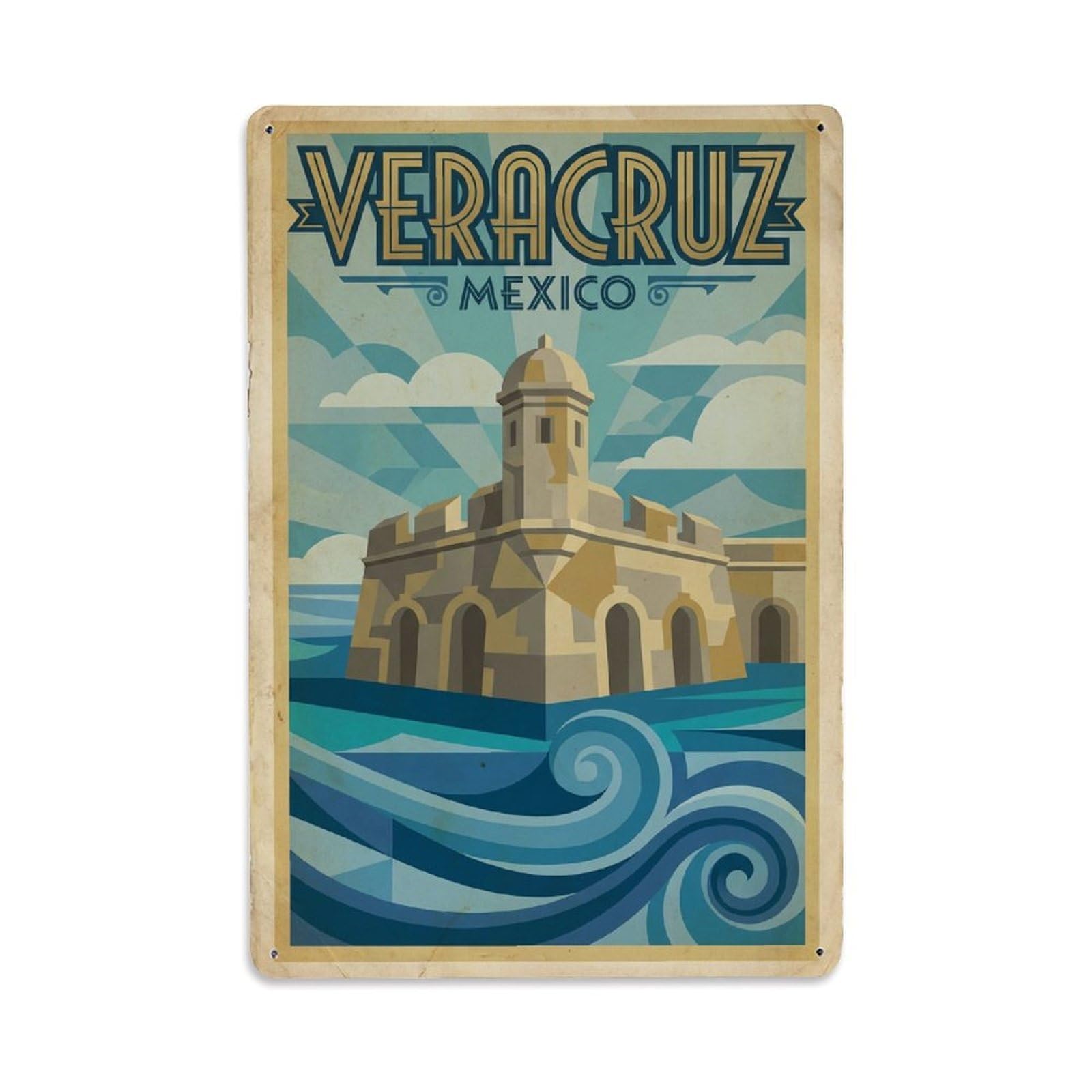 Xanthor Style Retro Travel Mexico Veracruz Metal Tin Sign