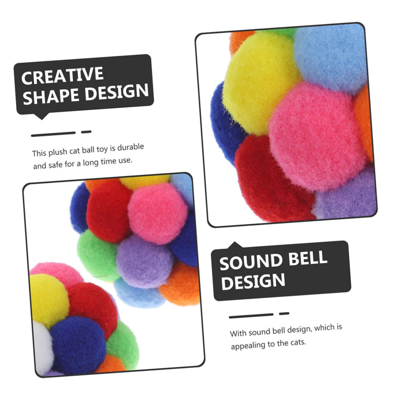 BESPORTBLE Lot de 4 Boules Jouets pour Chats D'intérieur en Peluche avec Clochettes, Accessoires Interactifs pour Chaton, Stimule et Divertit Votre Animal