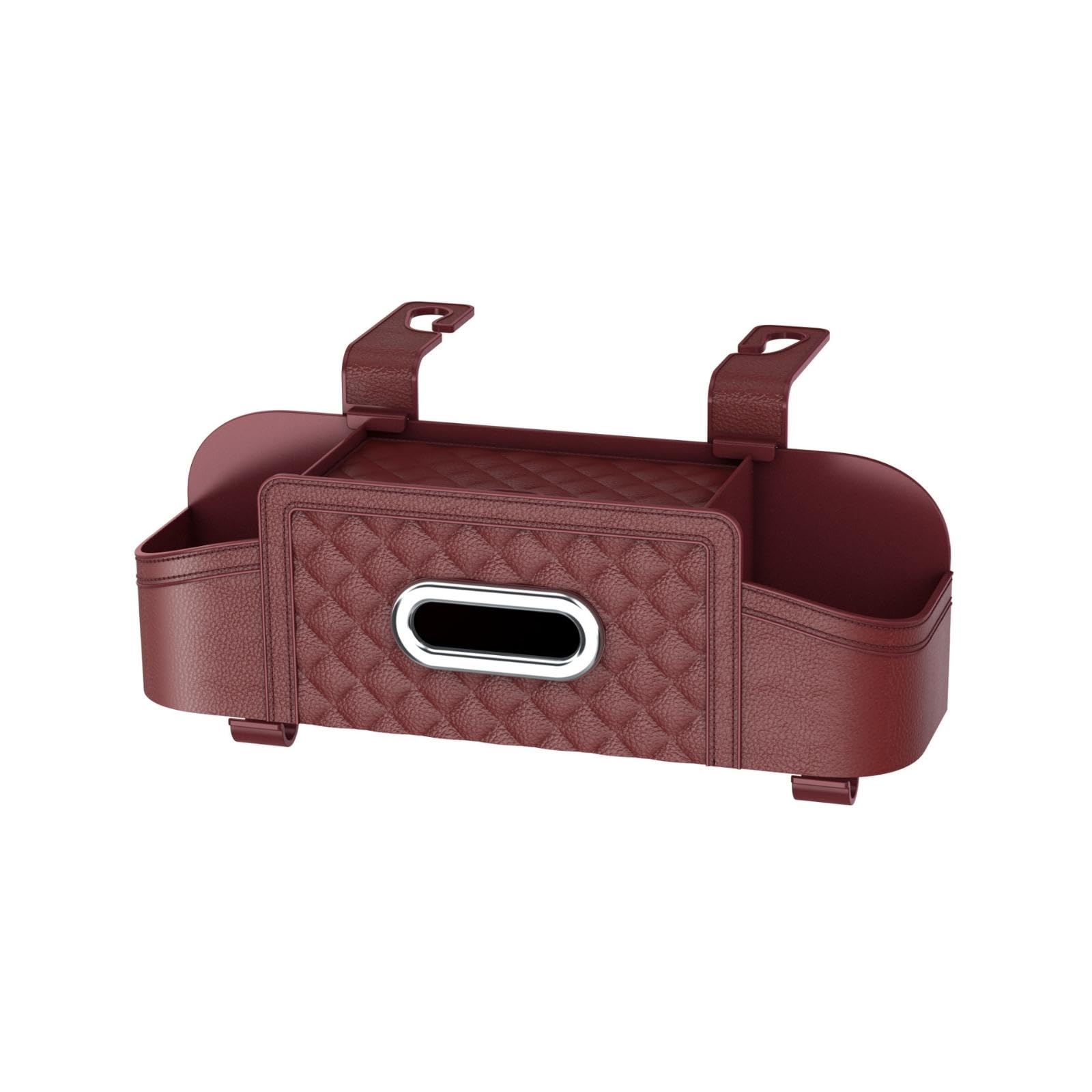 Car Back Seat Organizer with Tissue Box Hanging Back Storage Box Structured Backseat Organizer for Families, Ride-Hailing Drivers, Daily Commute Wine Red-image-38