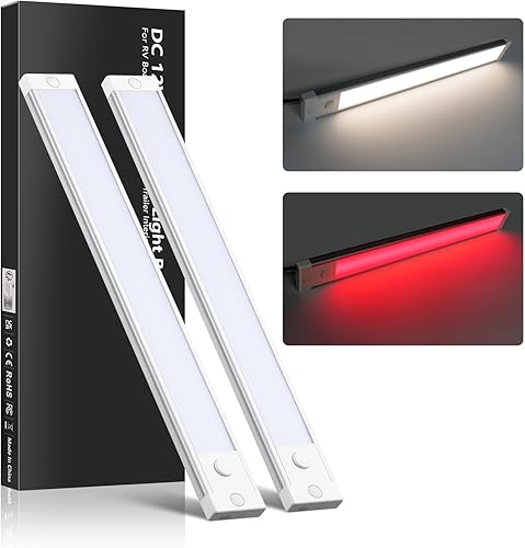 Acegoo - Iluminación LED regulable para debajo del gabinete para RV, barra de luz lineal de 12 V con interruptor de encendido/apagado y atenuador