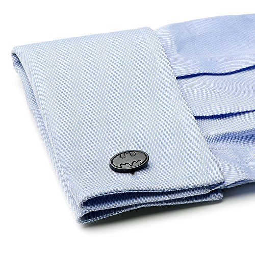 DC Comics Satin Black Batman Logo Cufflinks, Officially Licensed3