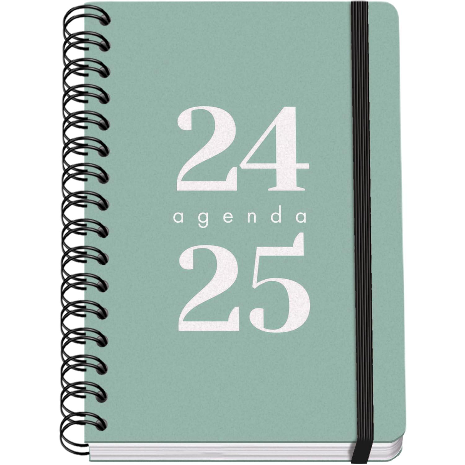 Dohe - Agenda Escolar 2024 2025 - Semana Vista, Tamaño A5 (15x21 cm), Cierre Anillas y Goma, Español e Inglés, 4 Páginas de Pegatinas, Septiembre a Junio, Material Escolar - GRAMMAR Verde