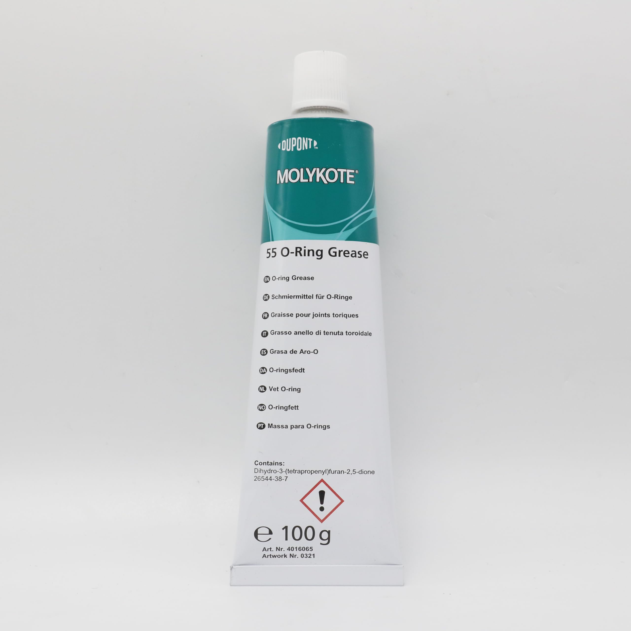 Molykote 55 O-Ring Grease 100g Lubrificante per Sigillatura O-Ring in Gomma Valvola Sistema Pneumatico Resistente al Calore e Ossidazione Off-White Applicazioni Industriali