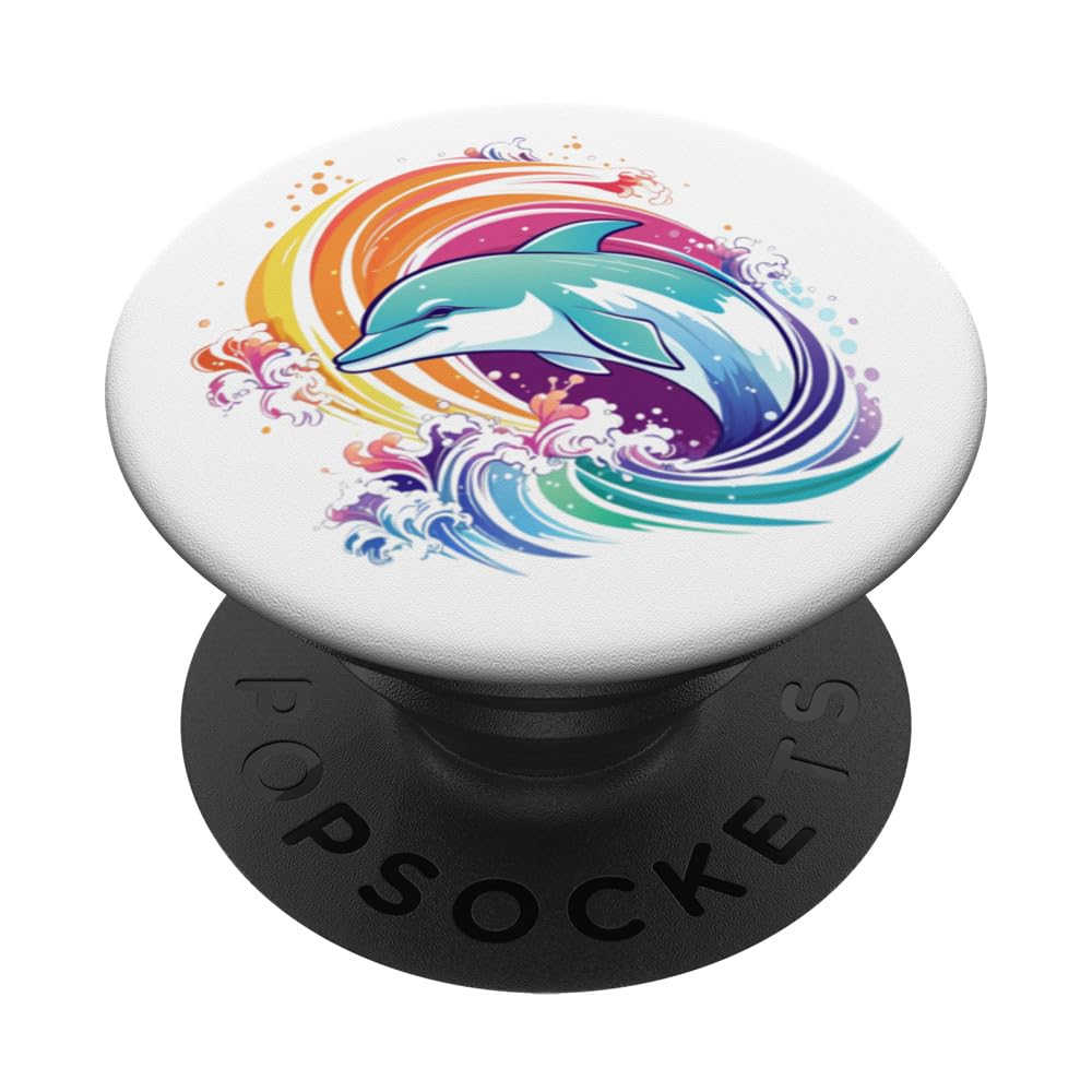 Delfino in un arcobaleno PopSockets PopGrip Intercambiabile
