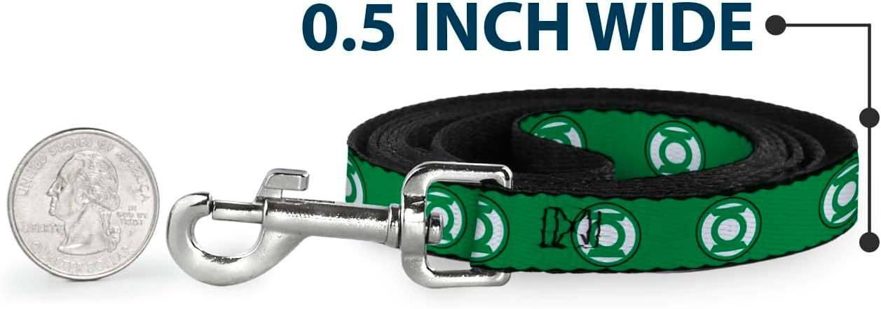 Dog Leash Green Lantern Logo2 Green Black Green White 6 Feet Long 1.0 Inch Wide