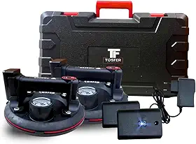 Kit 2 Ventosas Digitais Profissionais Sucção A Vácuo Profissional 200kg Cada C/Maleta Ùnica Premium, Manômetro e Indicador de Perda de Carga Para Vidros Pisos Marmores Porcelanatos Azulejos