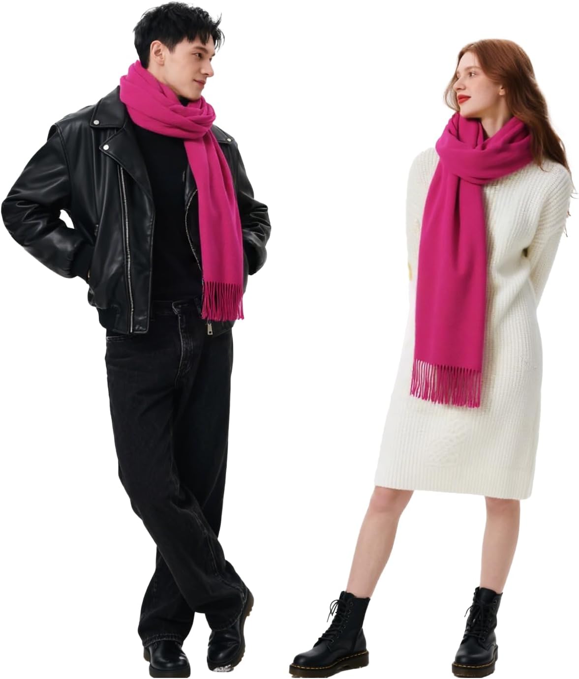 Winter Wool Scarf Shawl Wraps for Women Thick Solid Scarves Warm for Cold Weather Fashion Wrap for Men - Image 2