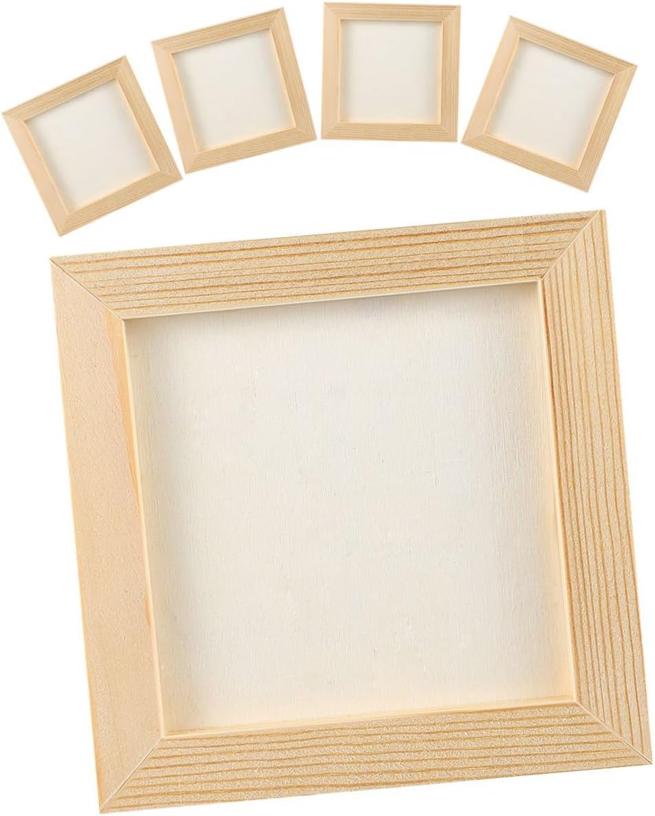 5pcs DIY Painting Wooden Picture Frames 20x20cm Lightweight Craft Photo Frames for Art Projects and Wall Display