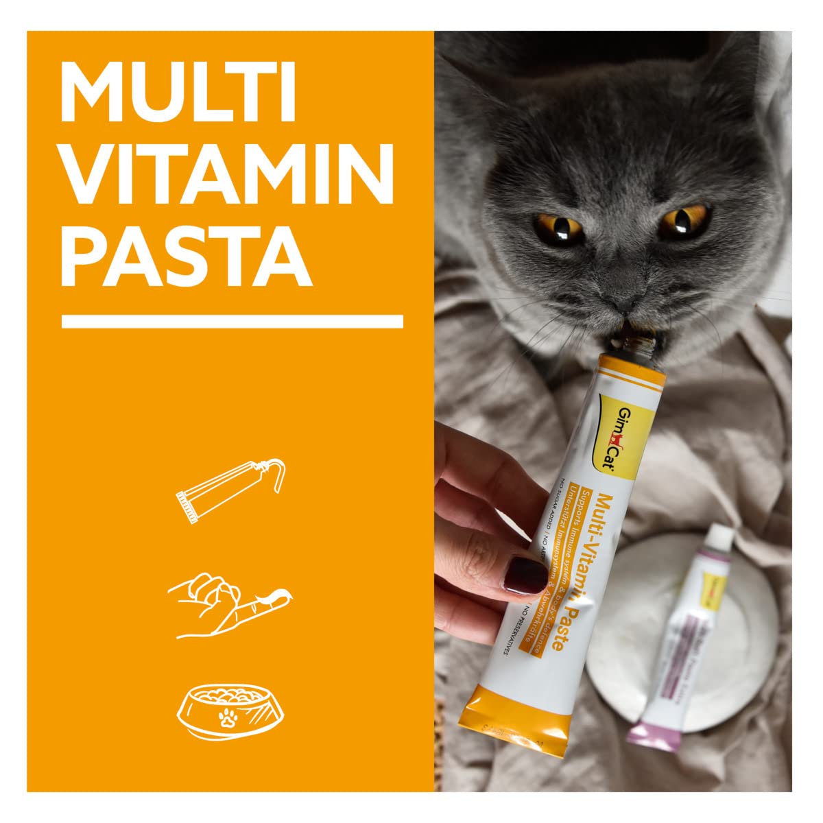 GimCat Multi-Vitamin Pasta, Snack sano per gatti, attiva le difese e rafforza il sistema immunitario, 1 tubetto, 1 x 200 g