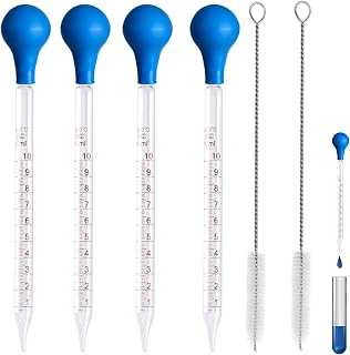 4 Piezas Pipetas 4 Piezas Bolas De Succión De Goma Con 2 Cepillo De Limpieza Pipeta Precision Escala Transparente Goteros Cuentagotas para Instituciones Educativas Laboratorio Investigación