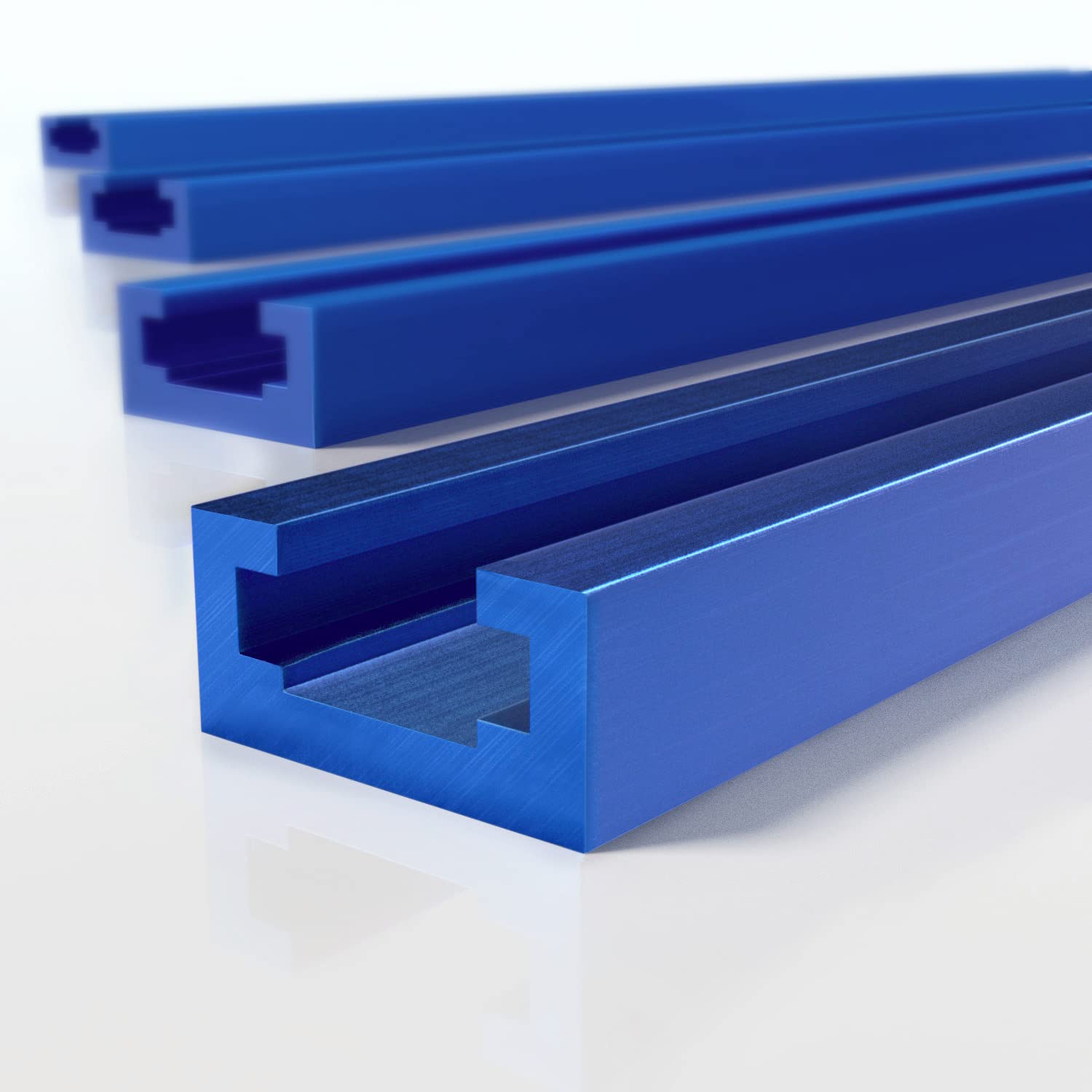 UTOOL 36 Inch Double Cut Profile Universal T Track with Predrilled Mounting Holes and Wood Screws, Sandblast Anodized Aluminum Extrusion T Rail Track for Woodworking, 4Pack (Blue)