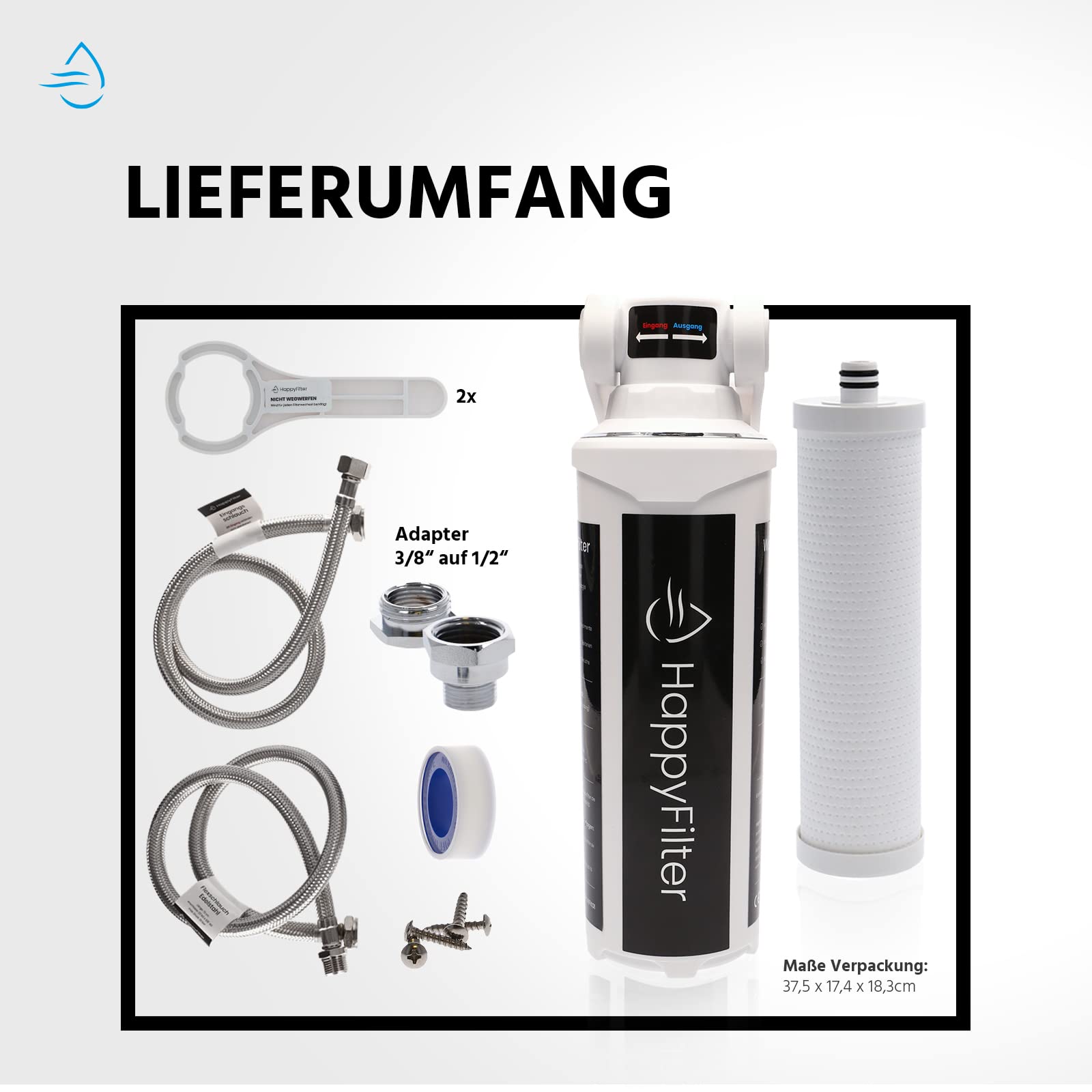 HappyFilter Kalk Wasserfilter | kein separater Wasserhahn nötig | nachhaltiges Design | keine verkalkten Küchengeräte mehr | Aktivkohlefilter | Quick Change System | sehr einfache Installation…