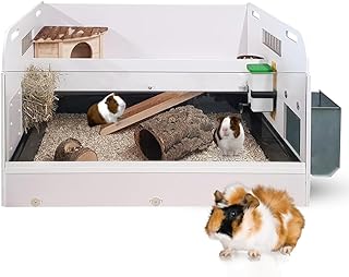 Breker Meerschweinchen Stall - 100 x 80cm - 2 Ebene - Nagerkäfig - Inklusive Kunststoff Kotwanne - Kleintierkäfig - Hohe Luftzirkulation - Unkomplizierte Montage - Erweiterbar