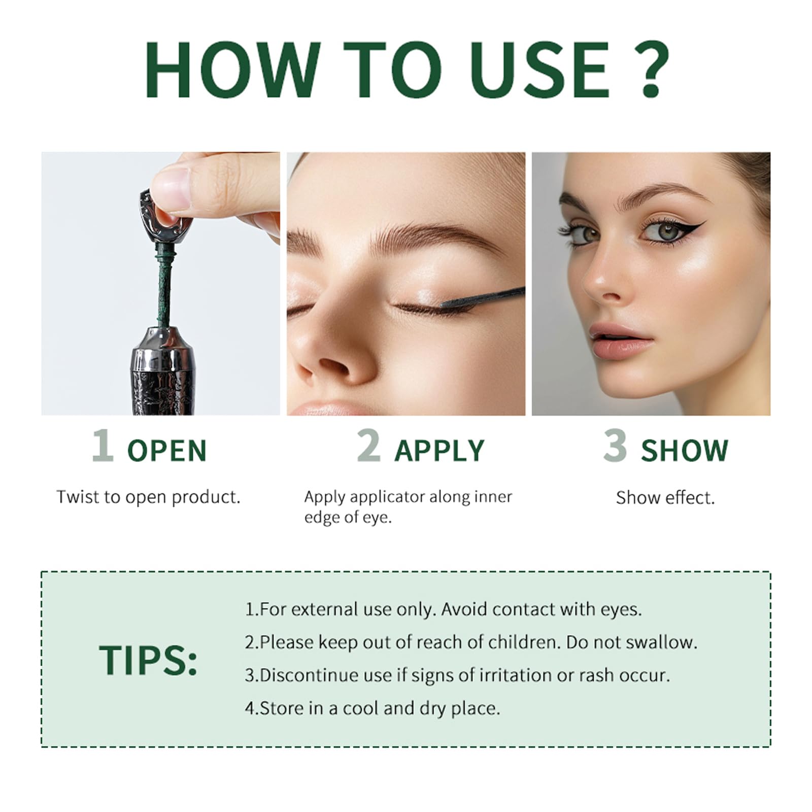 Kohl Kajal Powder Eyeliner, czarny puder eyeliner, wodoodporny eyeliner do powiek Smokey Eyes, wysoko pigmentowany, wodoodporny i odporny na rozmazywanie, czarny puder do oczu na imprezę (1