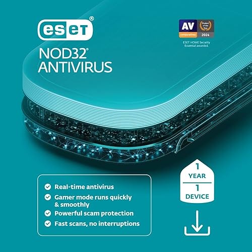 ESET NOD32 Antivirus | 2025 Edition | 1 Device | 1 Year | Antivirus Software | Gamer Mode | Small System Footprint | Digital Download [PC/Mac]