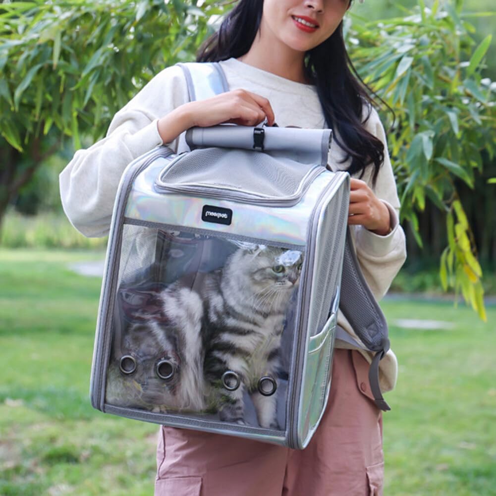 Zaino per animali domestici, per cani e gatti, 10 kg, traspirante e pieghevole, con finestra trasparente, per animali domestici, per cani, per gatti, portatile, da viaggio, treno, auto