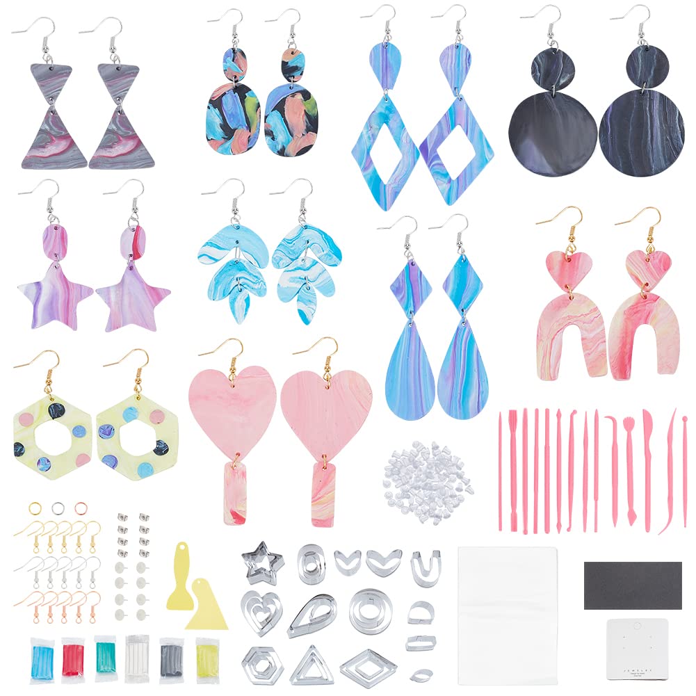 WEBEEDY 283 Pcs Polymer Clay Earring Making Kit - 30 Pcs Cutters, 6 Colors Clay, 30 Earring Hooks, Earring Making Kit04