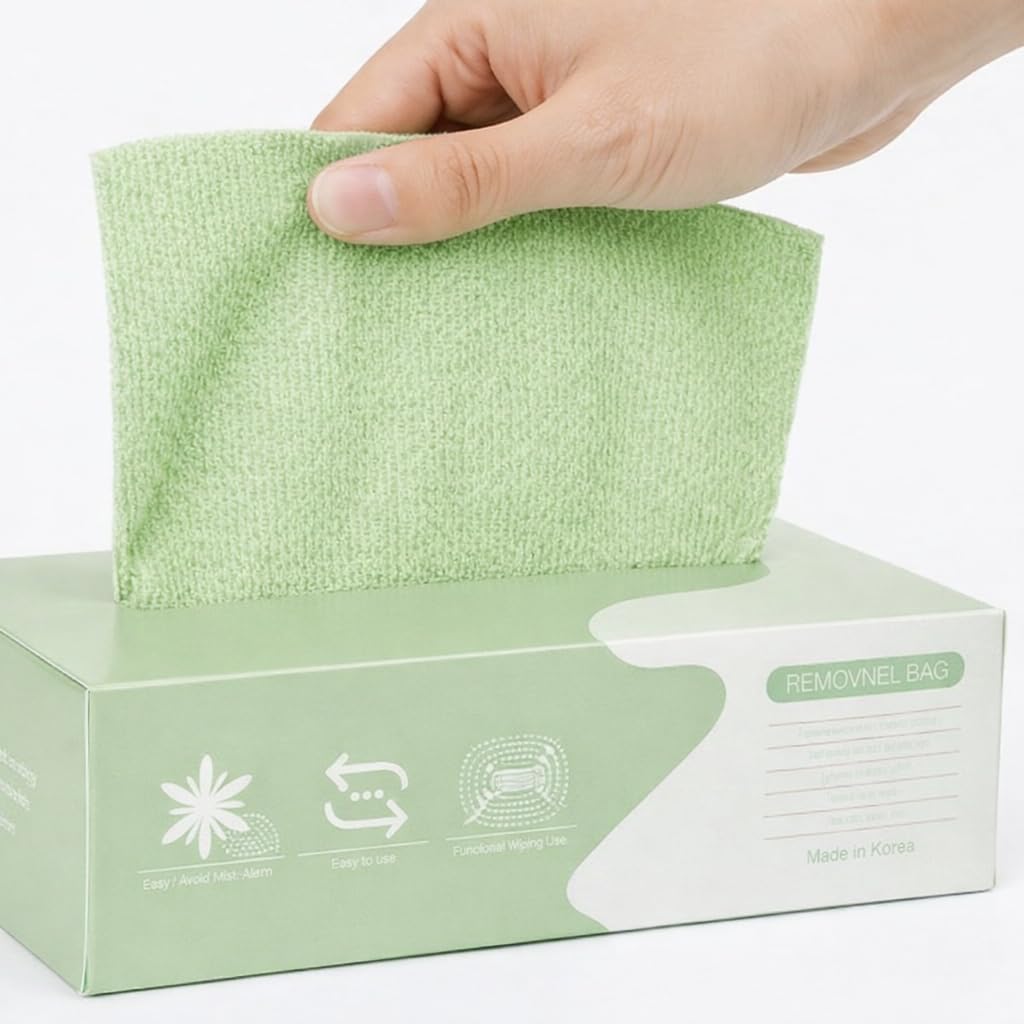 DIVARO 20PCS Disposable Microfiber Cleaning Cloths Soft Reusable Kitchen Towels in Tissue Box Dispenser, Multi-Purpose Absorbent Rags for Household, Dish, Hand & Surface-image-4