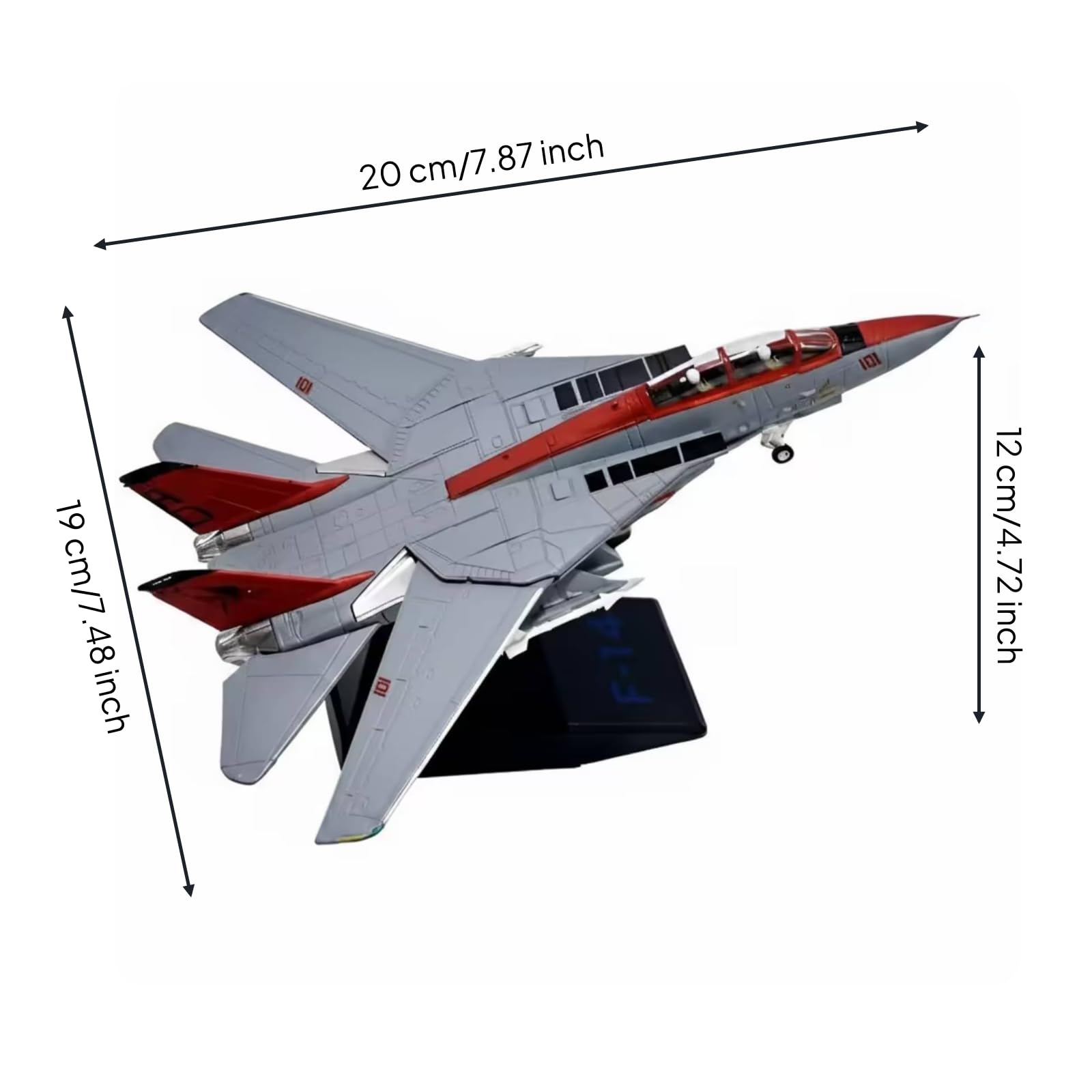 Amagogo Maqueta de Avión de Réplica Exhibición Modelo Aeronave Ornamento Coleccionismo con Estructura Perfilada Tren Fijo y Peana Negra en Aleación de, Rojo