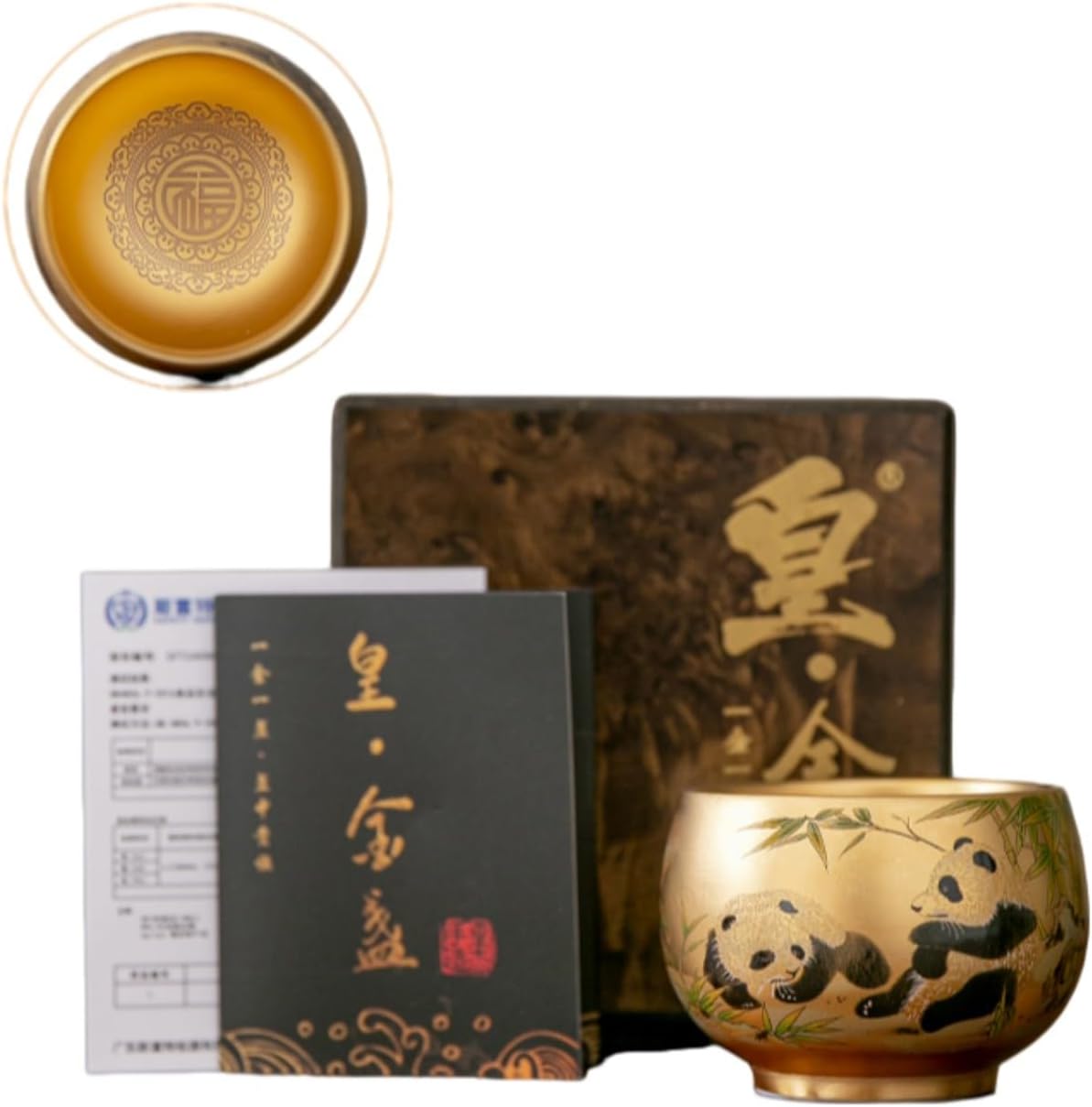 中式陶瓷家用鎏金主人杯品茗杯轻奢高档 Ceramic Kung Fu Tea Set,teapot,Teacups,warming Wedding Birthday Gift,Tea Tray Chinese,Dishwasher Safe 200mL以下-鎏金禅定杯—戏竹（礼盒装）