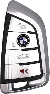 Replacement Keyless Entry Remote Control Key Fob Case Cover fit for BMW 1 3 5 7 Series X1 X3 X5 Z4 F10 F15 Key Fob 4 Buttons (Silver)