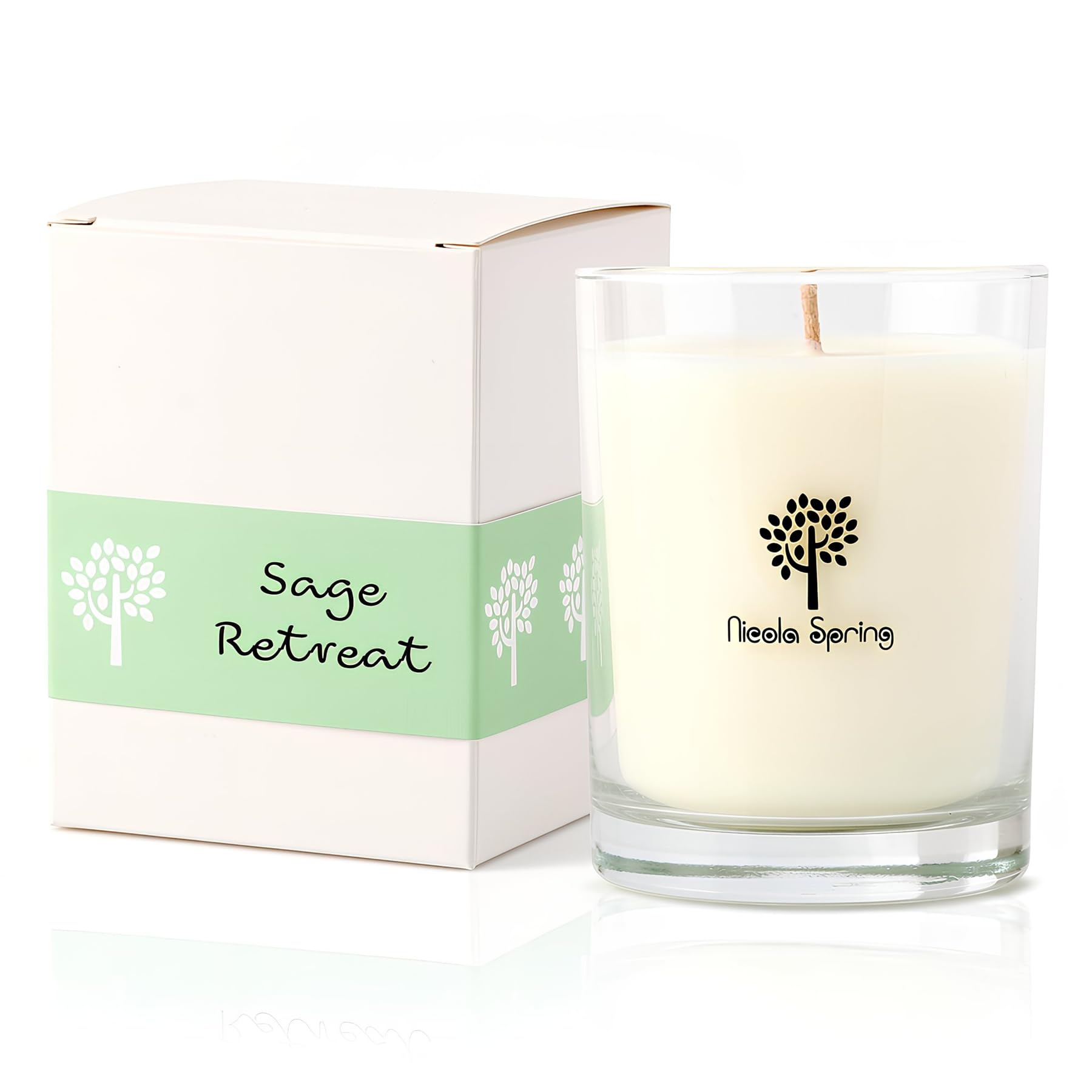 Nicola Spring Soy Wax Scented Candle 160g – Sage Retreat Fragrance - 28 Hour Burn Time Eco-Friendly Jar Candle for Relaxation, Aromatherapy, Luxury Gifting & Home Décor