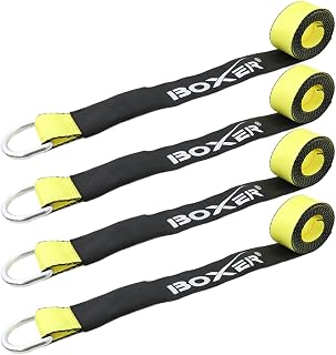 2 inch x 10Ft Lasso Tow Strap with D Ring & Protective Sleeve – Car Tie Down, Auto Hauler, Auto Transport – 10,000lbs (4-Pack)