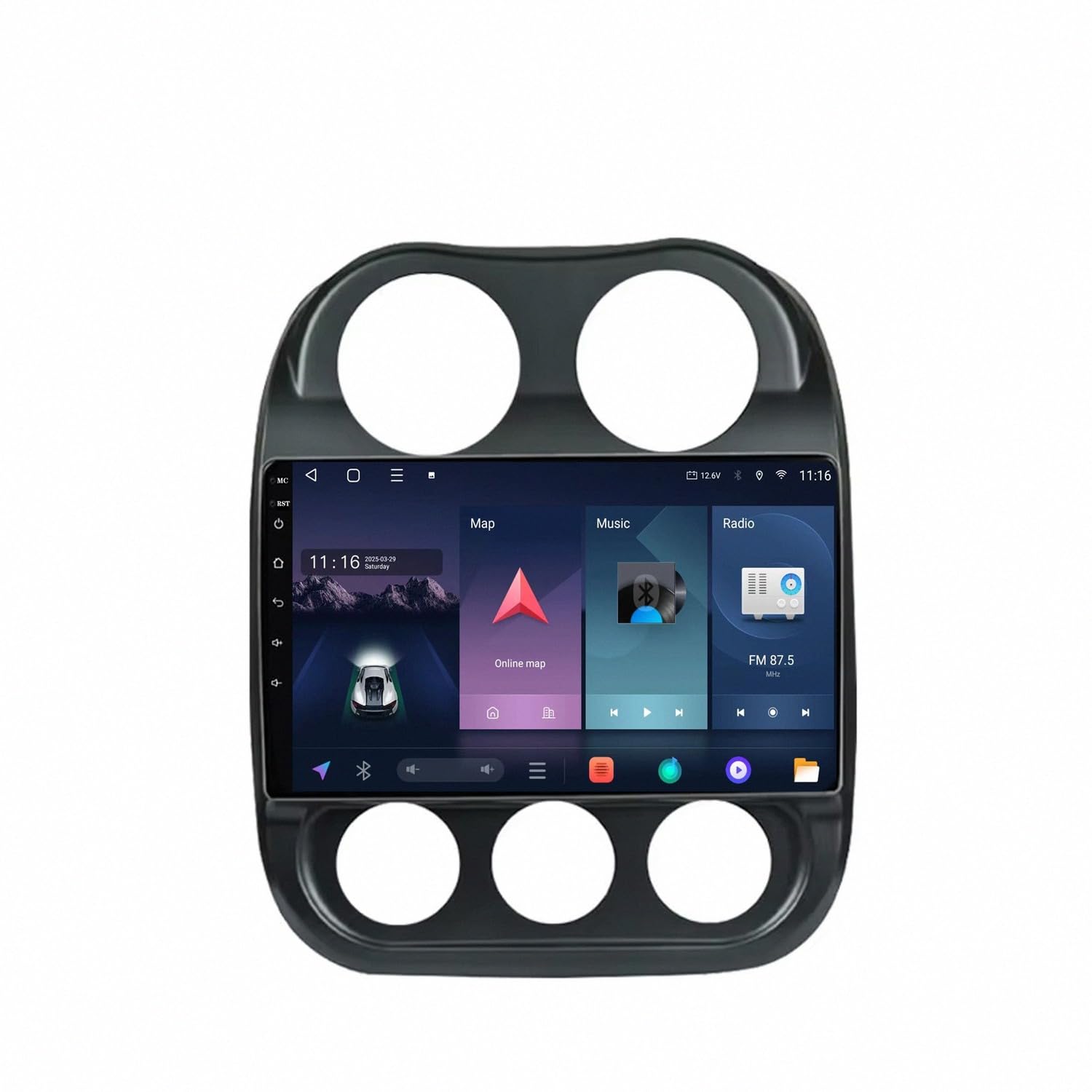Car Stereo Carplay Radio de Coche para Jeep Compass Patriot 2010-2016 Soporta Bluetooth, Control Volante, USB, WiFi, 4G, Mirror-Link, GPS Navegador/Radio FM, 4 Nuclear 2G+32G