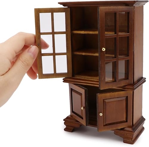 Muebles de casa de muñecas, armario a escala 1:12, accesorios de cocina en miniatura, armario de madera, estante de exhibición para decoración de