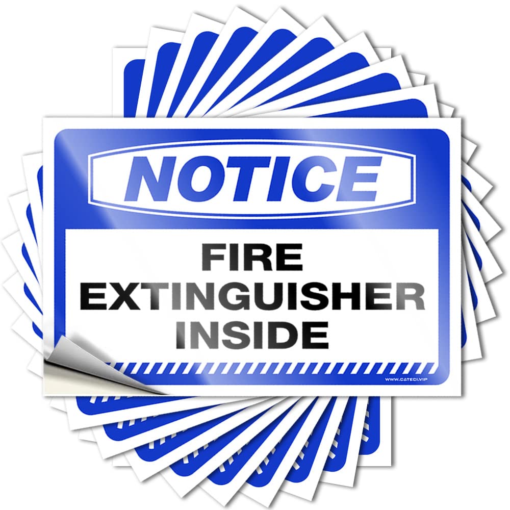 Mechanic Stickers Notice Fire Extinguisher Inside Stickers 10 Pcs Car Stickers and Decals Car Warning Sticker(6X9CM)