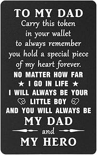 TANWIH Dad Engraved Gifts Wallet Card Insert from Son, I'll Always Be Your Little Boy You'll Always Be My Hero, To My Dad Presents from Son, Deployed Dad, Fathers Day Card, Birthday, Christmas