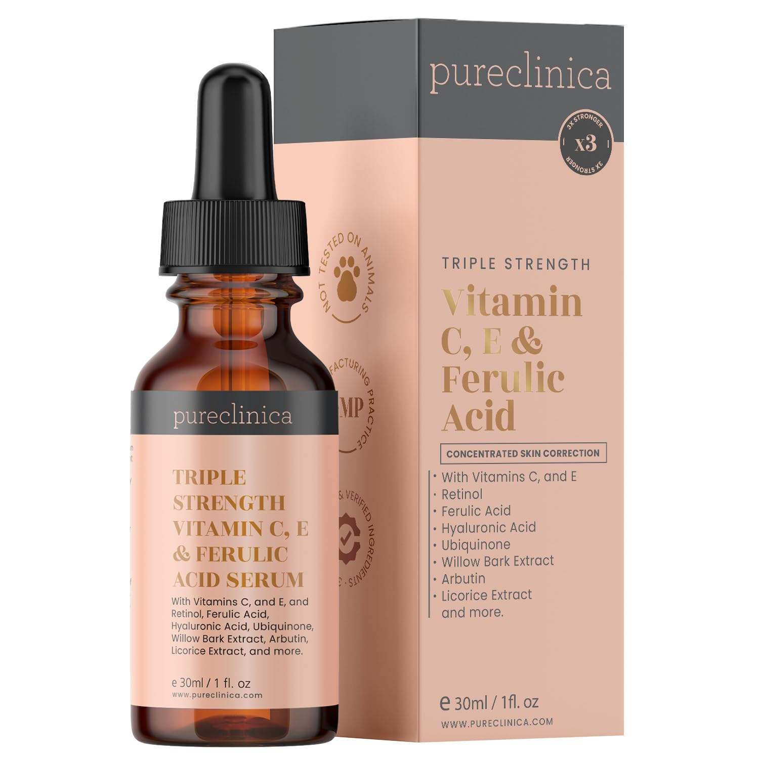 – Triple Strength Vitamin C, E & Ferulic Acid Serum (w/Retinol & double weight Hyaluronic Acid) - 30ml / 1 fl oz