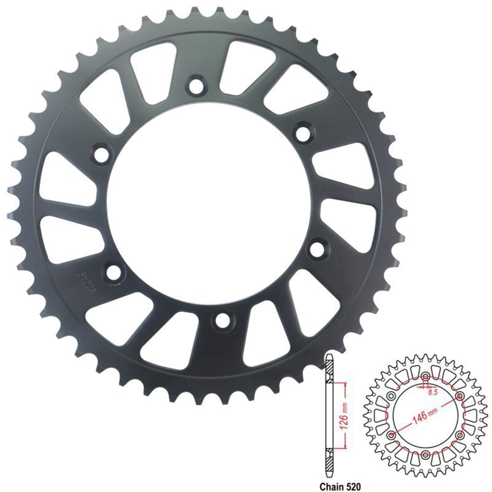 Motocicleta Piñón para Suzuki RM250 Y, K1, K2, K3 (2000-2003) RM-Z250 K7, K8, K9 (2007-2009) Corona Trasera para Motocicleta 520-48T