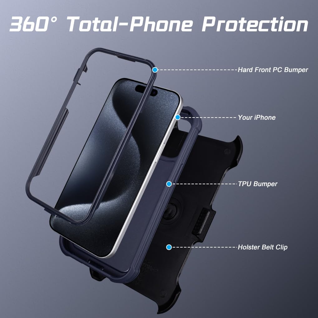 Custodia Defender per iPhone 15 Pro Max Custodia per telefono Clip da