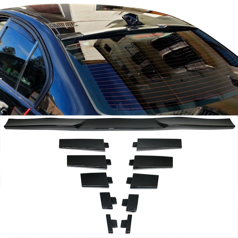 Roof Spoiler Universal Fitment, Adjustable Carbon Fiber Print Roof Spoiler Deck Lip Wing Boot Lid by IKON MOTORSPORTS