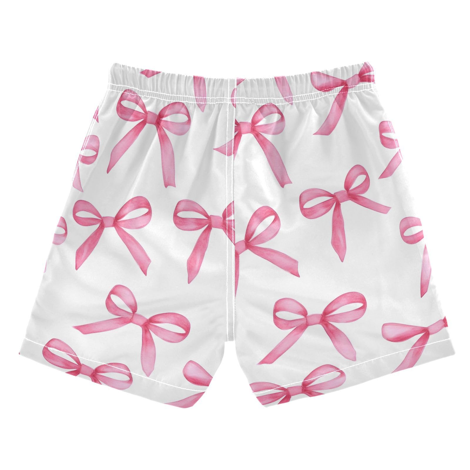 ALAZA Pink Bows Boys Swim Trunks Quick Dry Toddler Boys Swim Board Shorts Swimwear M