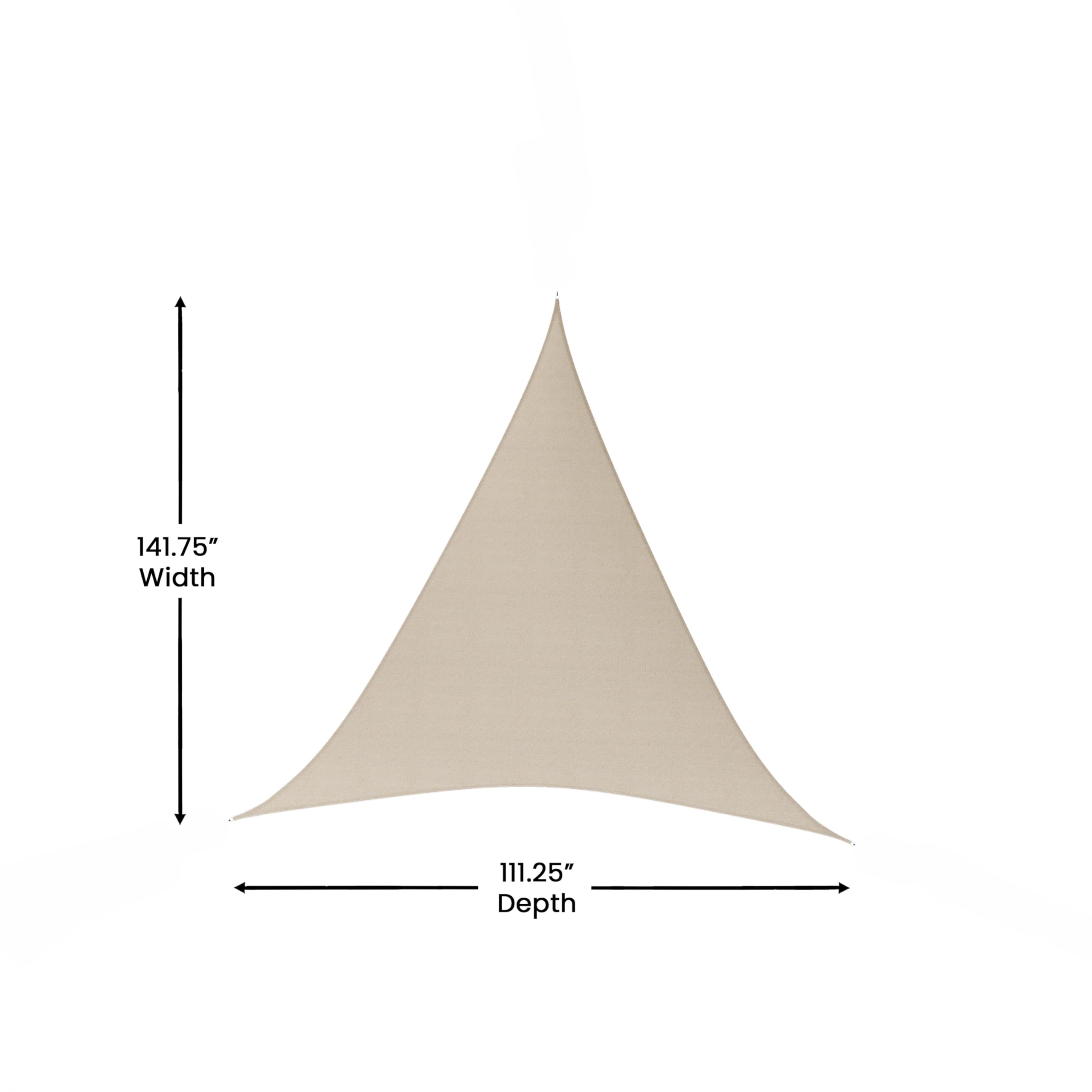 Flash Furniture Palmetto Voile d'ombrage triangulaire en polyéthylène haute densité recyclé avec bords renforcés, anneaux en D en acier inoxydable, cordes de fixation en nylon incluses de 1,5 m, sable