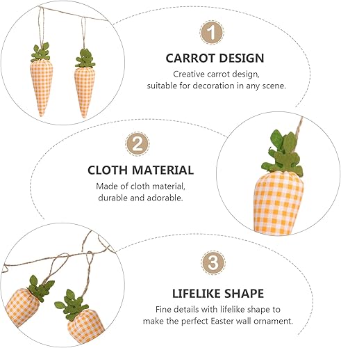 Miniatura 7 de Cartel de zanahoria de Pascua, patrón de impresión a cuadros, adornos colgantes de zanahoria, guirnalda de conejo, zanahoria, tela, adorno de