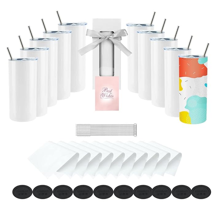 Buy 10 Pack Sublimation Tumblers bulk 20 oz Skinny,Stainless Steel