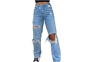 Women Baggy Ripped Mom Jeans for Teen Girls