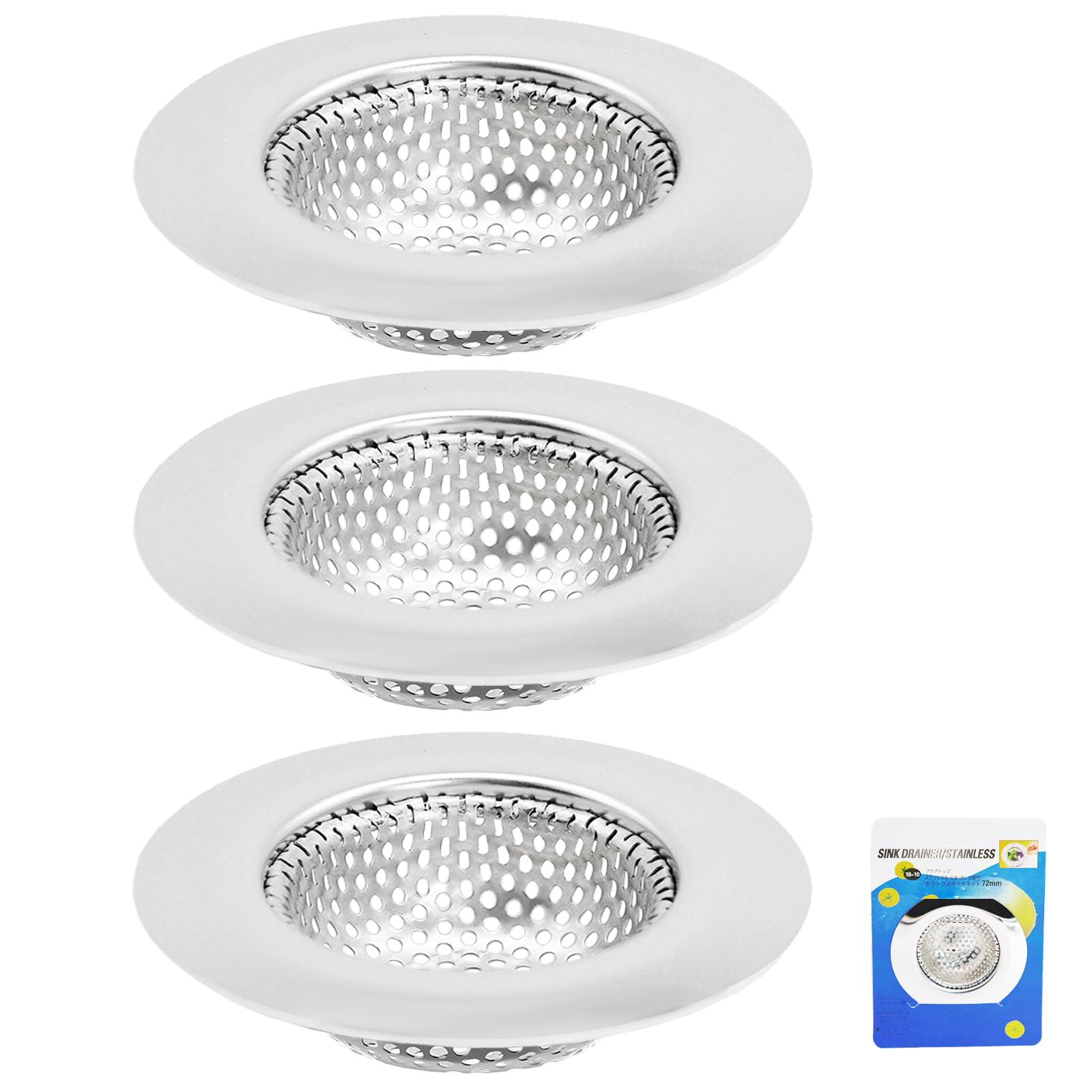 3 Pcs Kitchen Sink Strainer - Stainless Steel Sink Sieve Catcher Plug Strainer for Kitchen Wash Basin Bathtub