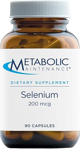 Metabolic Maintenance Cápsulas de selenio de 200 mcg, suplementos de selenio puro para mujeres y hombres para la salud de la tiroides, antioxidante